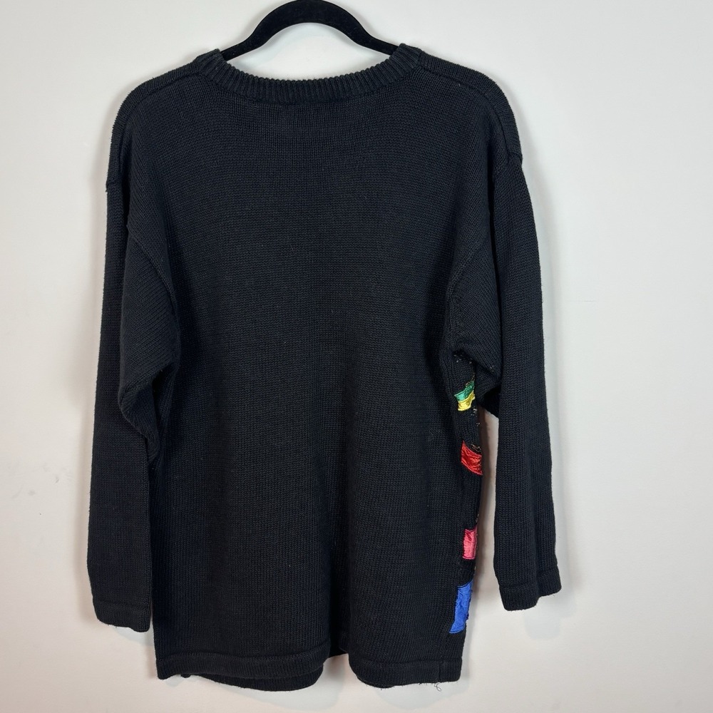 VTG Cedars 90'S Cowboy Western Beaded Embroidered Oversize Chunky Knit Sweater M - Picture 7 of 9